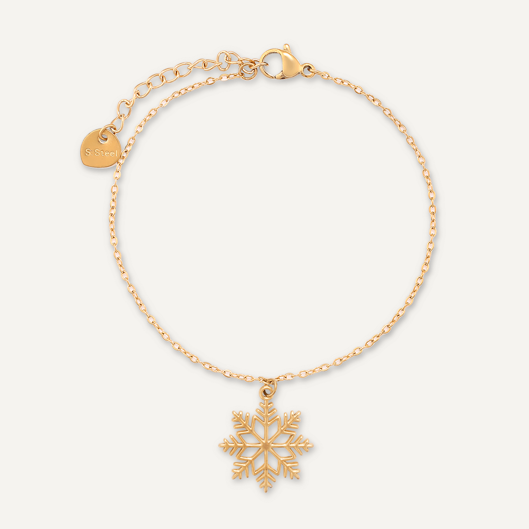 Snowflake Charm Clasp Bracelet In Gold-Tone