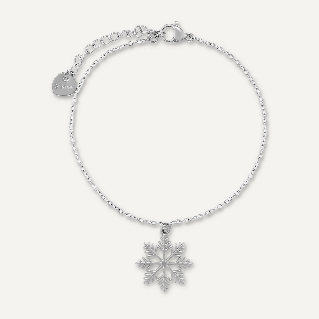 Snowflake Charm Clasp Bracelet In Silver-Tone