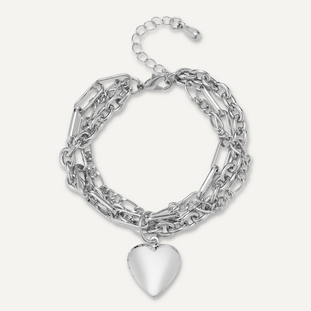 Multi-Row Sweetheart Clasp Bracelet In Silver-Tone