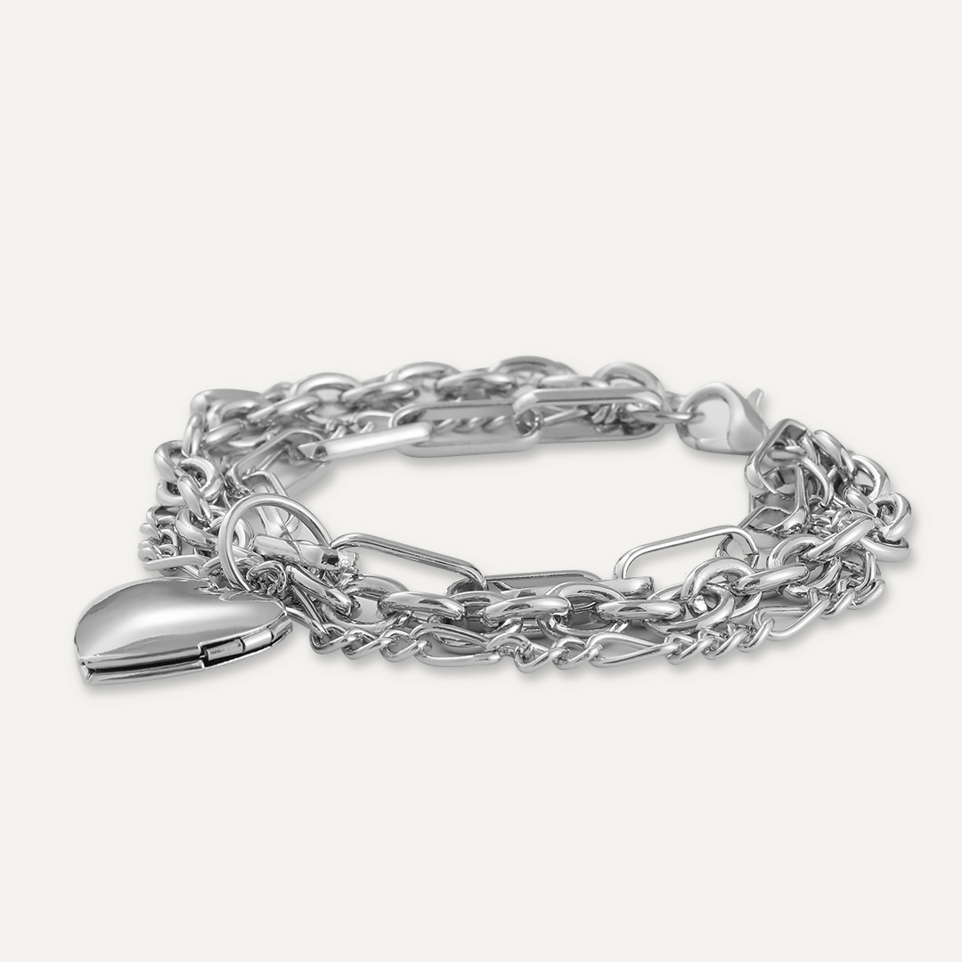 Multi-Row Sweetheart Clasp Bracelet In Silver-Tone