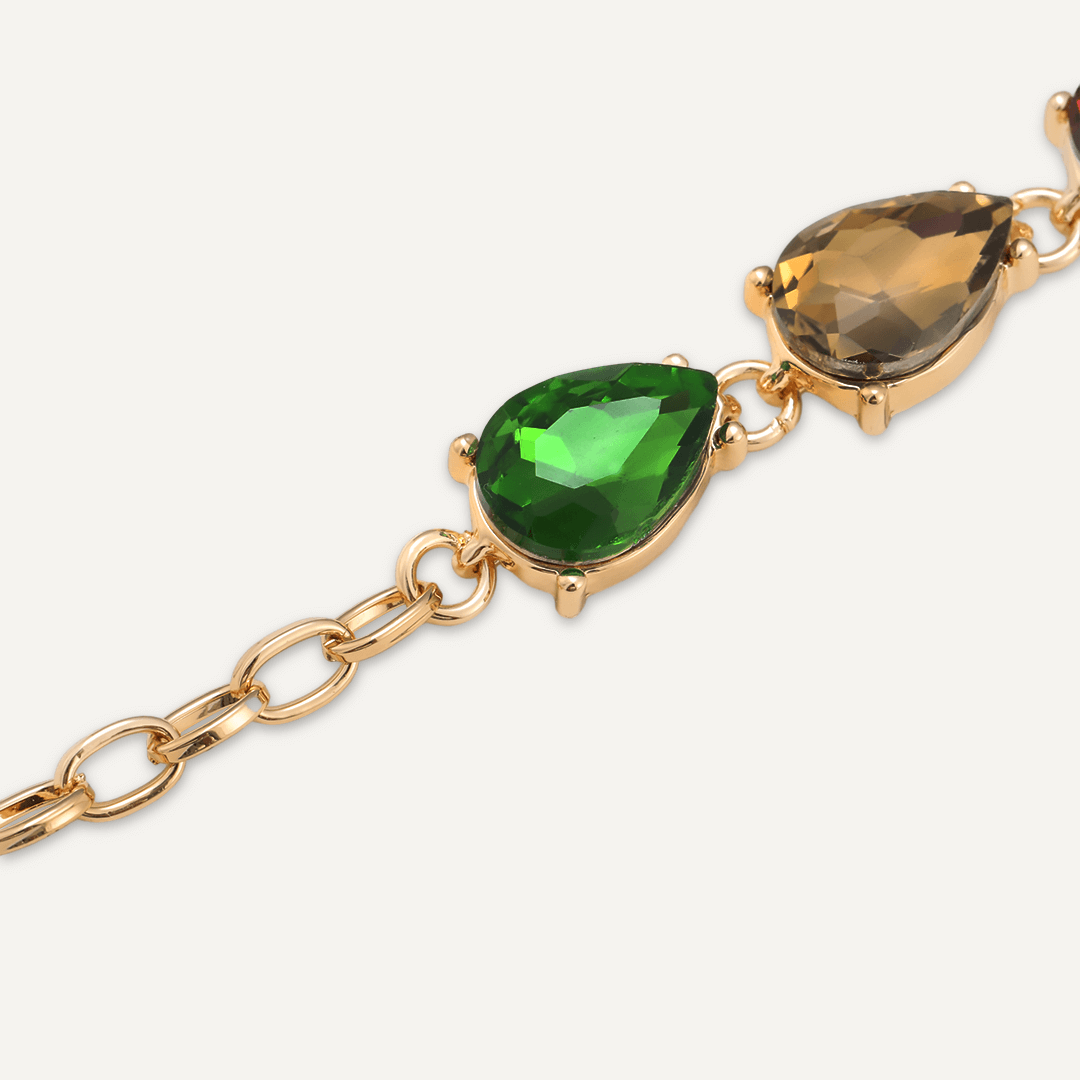 Multi-Coloured Teardrop Jewel Clasp Bracelet In Gold-Tone