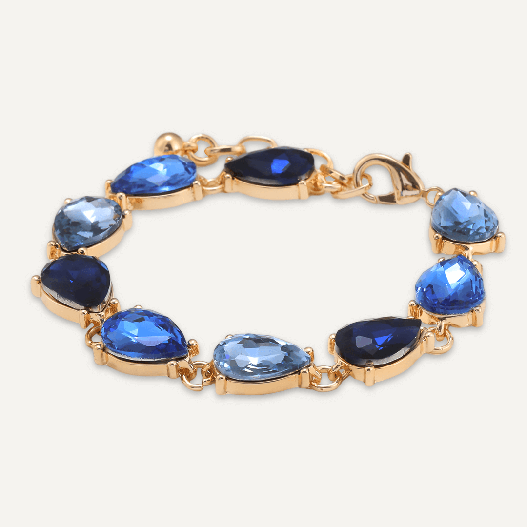 Blue Teardrop Jewel Clasp Bracelet In Gold-Tone