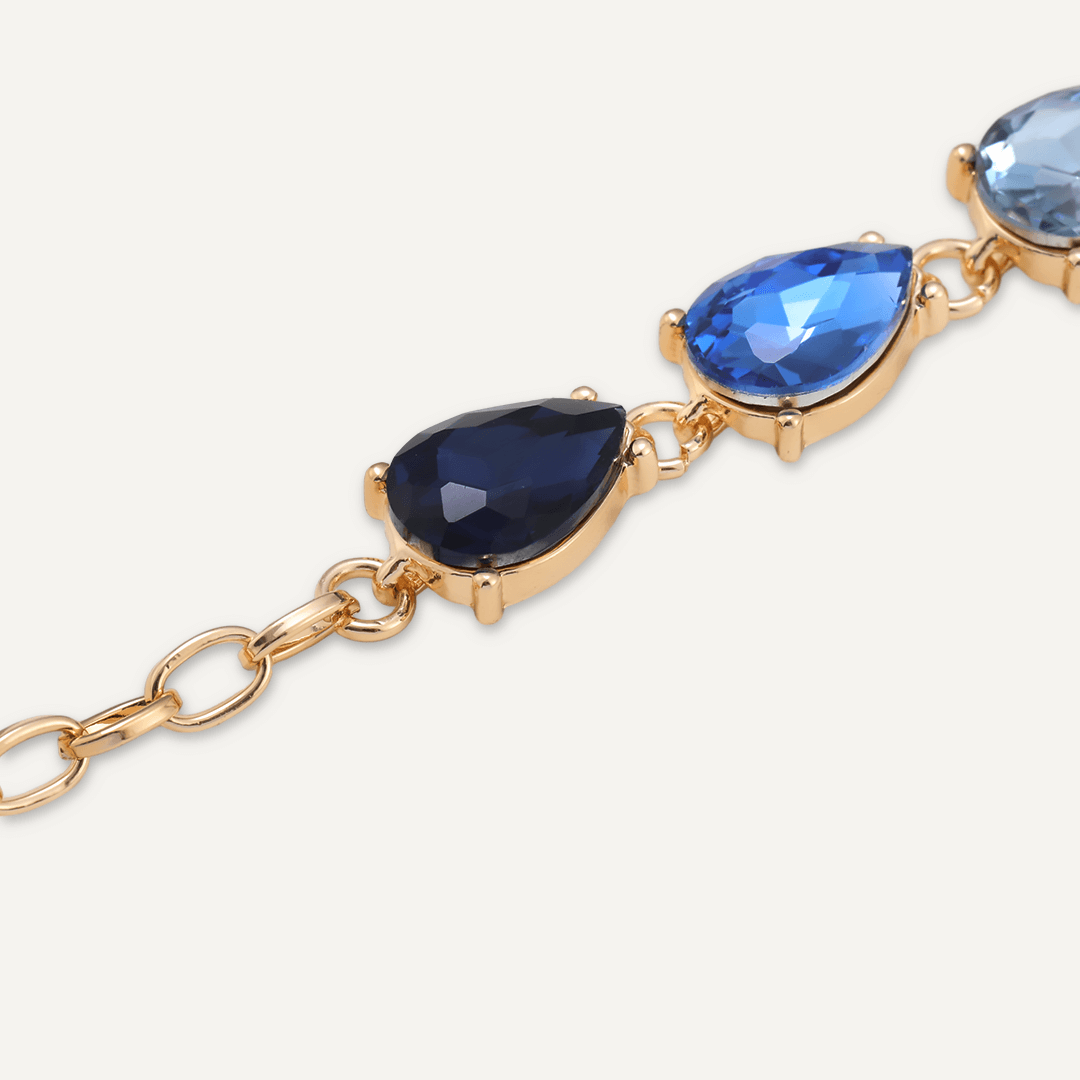 Blue Teardrop Jewel Clasp Bracelet In Gold-Tone