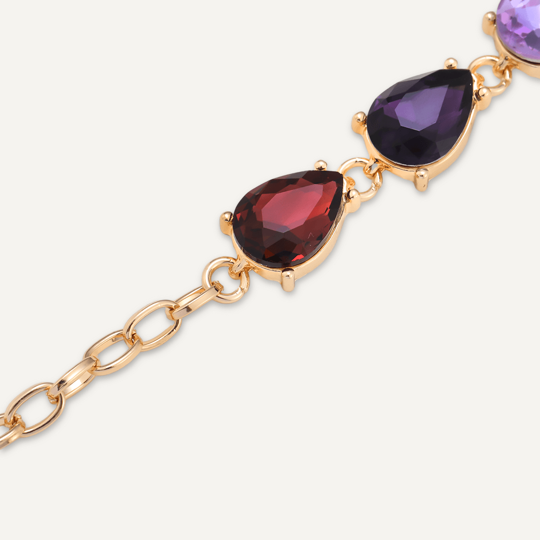 Purple Teardrop Jewel Clasp Bracelet In Gold-Tone