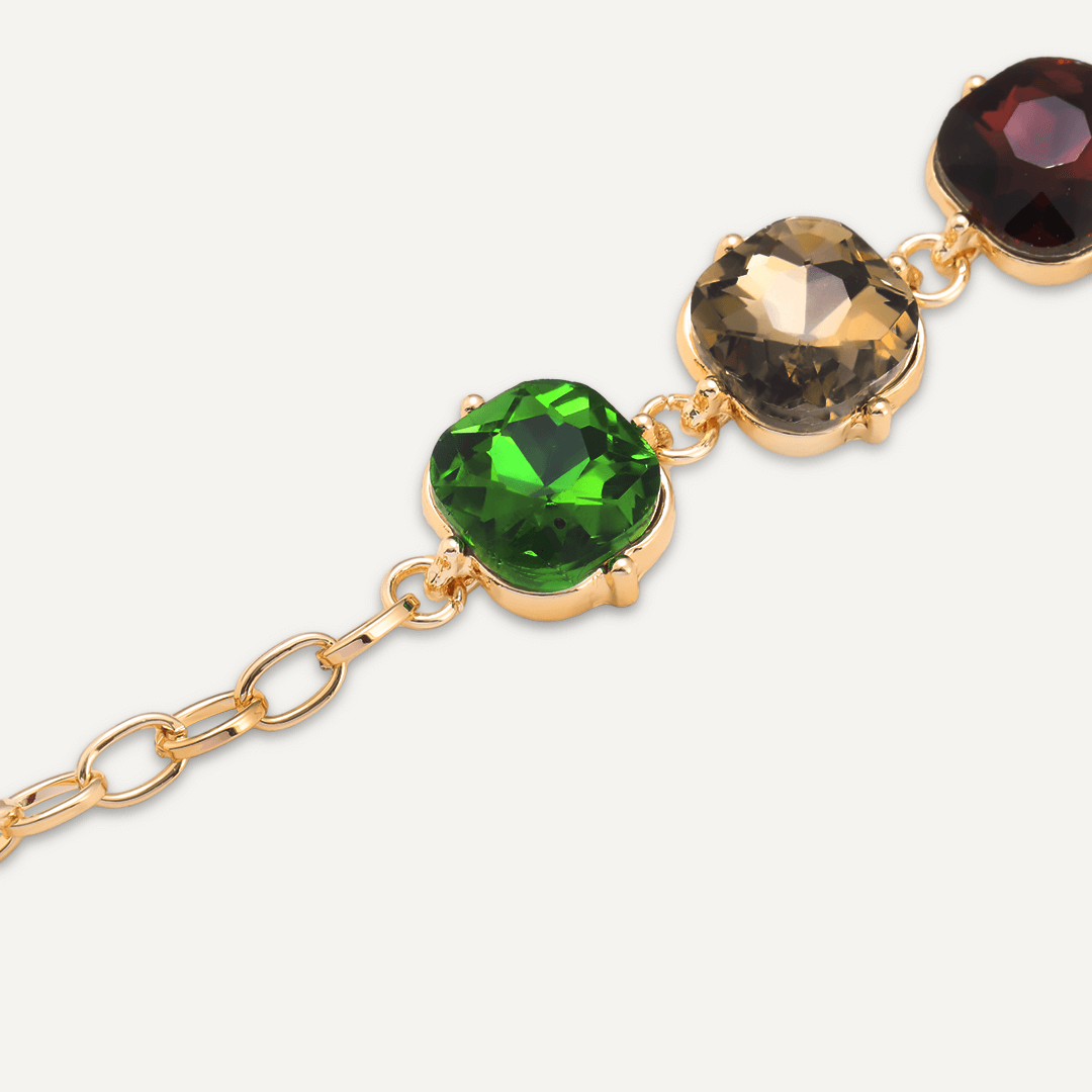 Multi-Coloured Geometric Jewel Clasp Bracelet In Gold-Tone