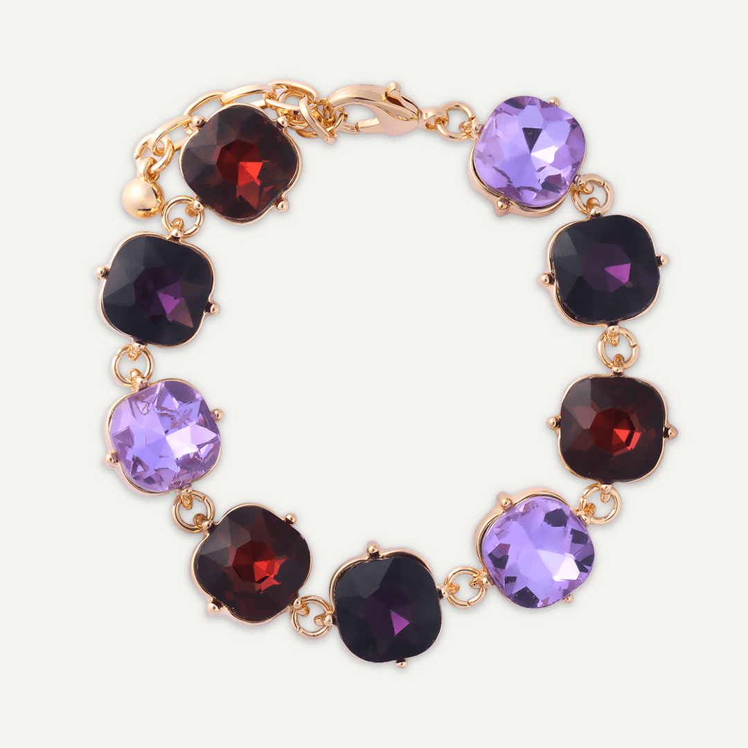 Purple Geometric Jewel Clasp Bracelet In Gold-Tone