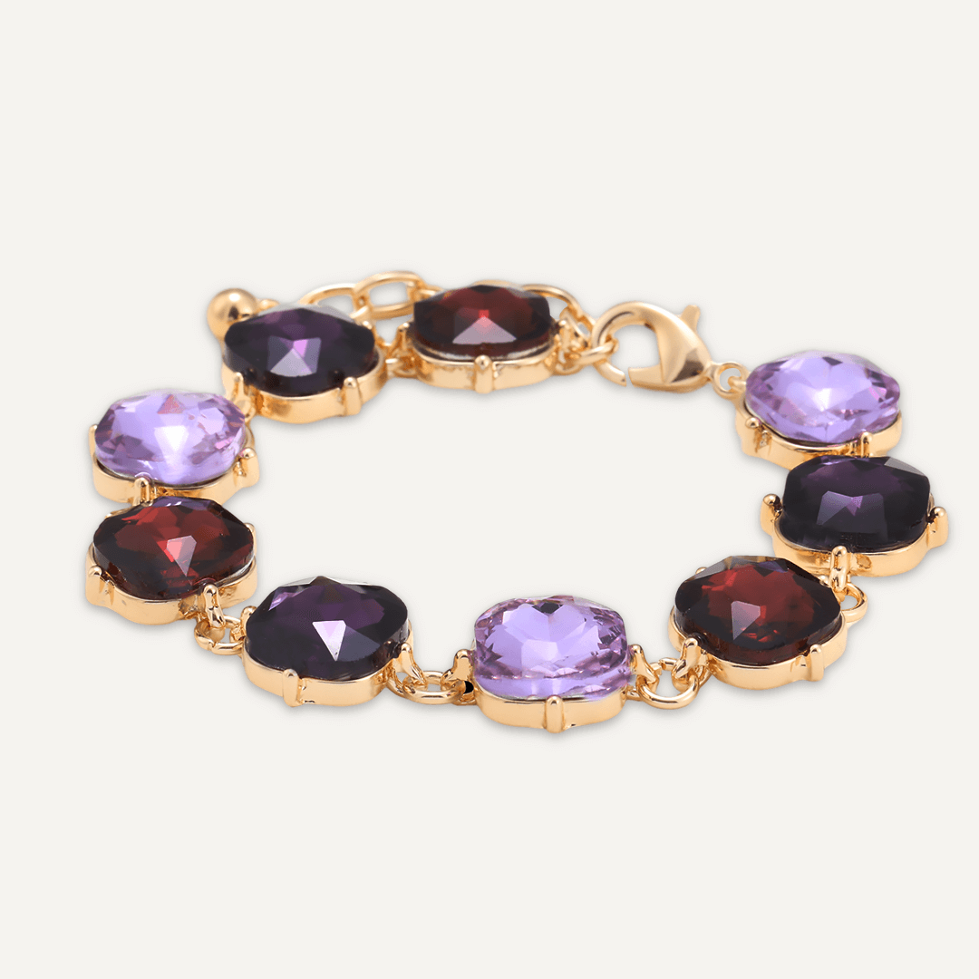 Purple Geometric Jewel Clasp Bracelet In Gold-Tone