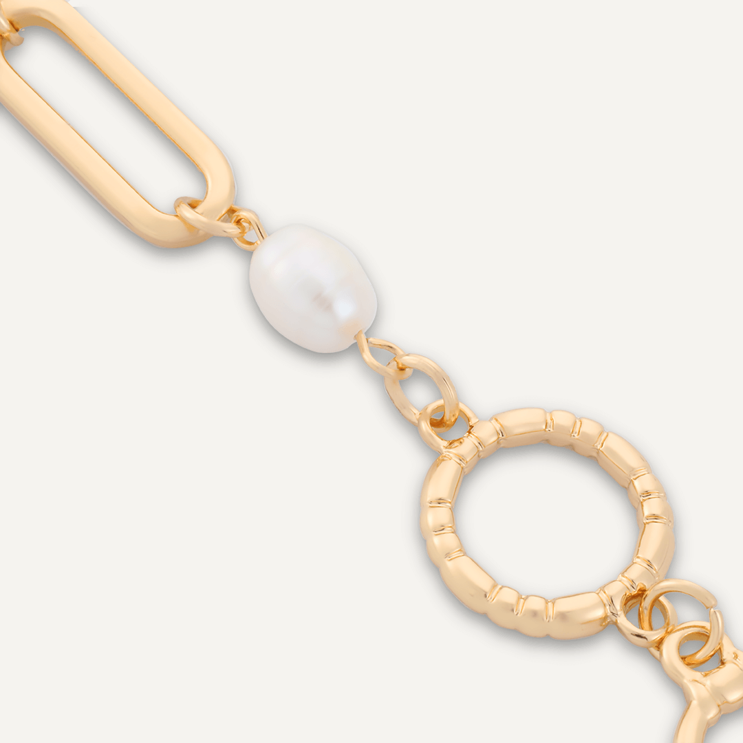 Classic Faux Pearls T-bar Bracelet In Gold-Tone