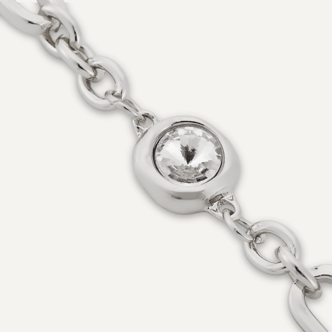 Contemporary Crystal T-Bar Chain-Link Bracelet In Silver-Tone