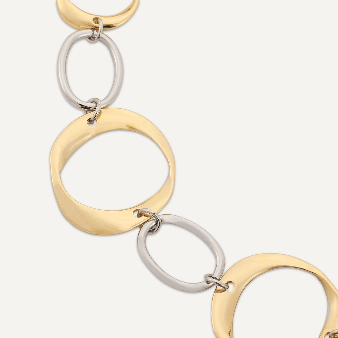 Abstract Lobster Clasp Geometric Bracelet In Silver & Gold-Tone