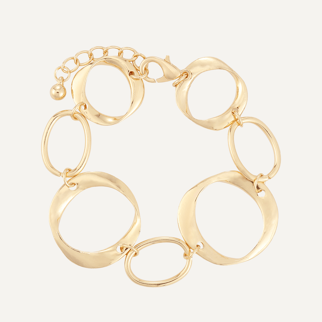 Abstract Lobster Clasp Geometric Bracelet In Gold-Tone