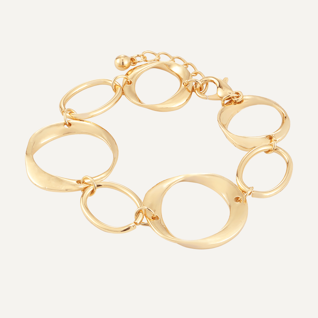 Abstract Lobster Clasp Geometric Bracelet In Gold-Tone