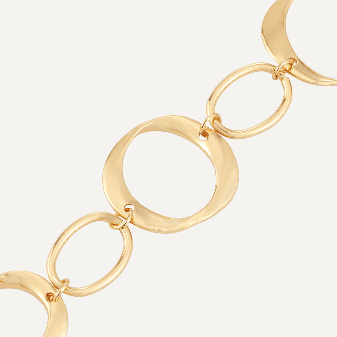 Abstract Lobster Clasp Geometric Bracelet In Gold-Tone