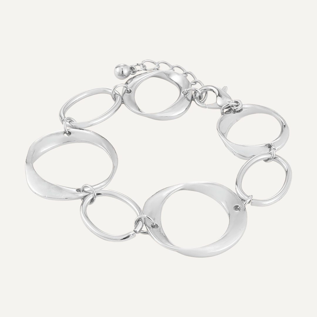 Abstract Lobster Clasp Geometric Bracelet In Silver-Tone