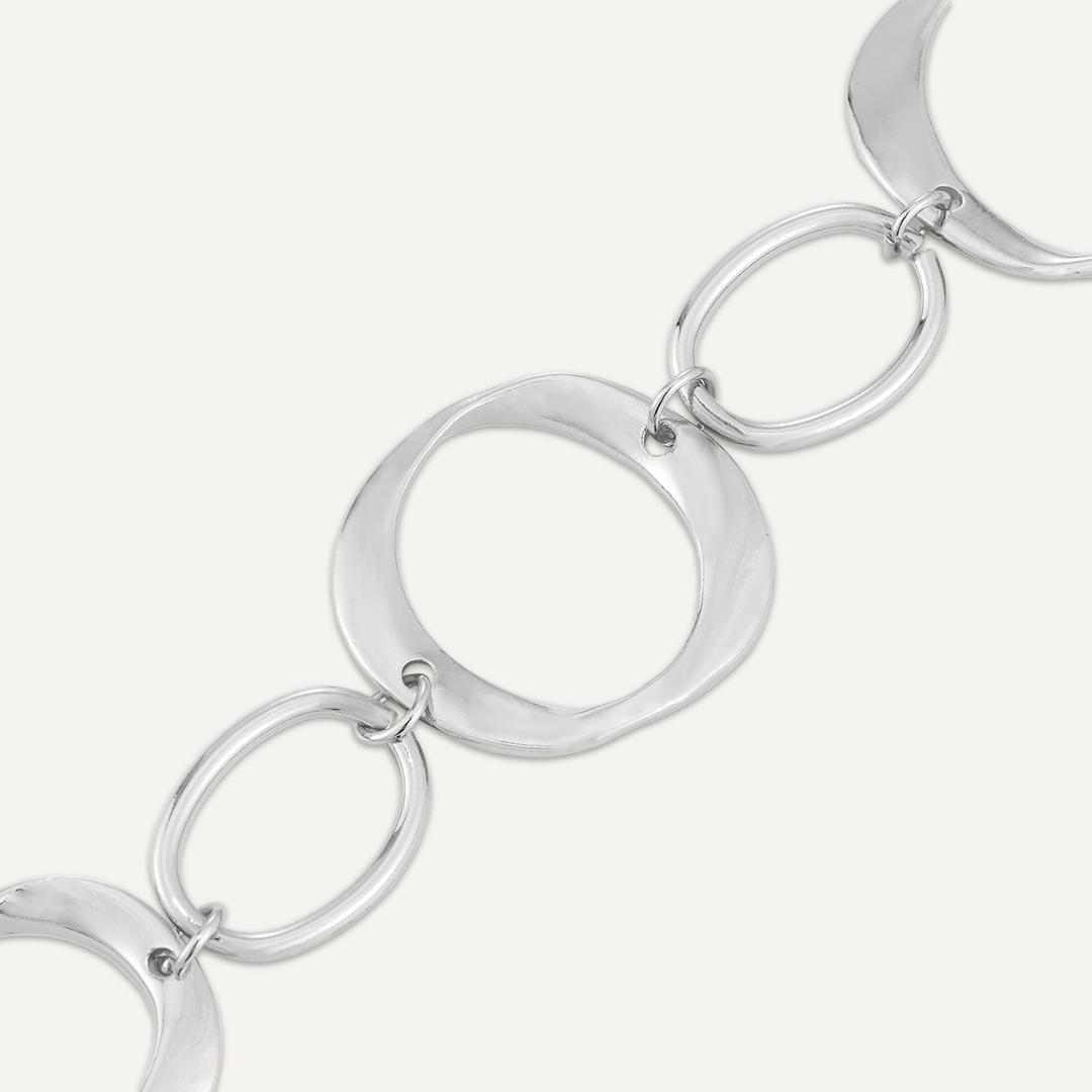 Abstract Lobster Clasp Geometric Bracelet In Silver-Tone