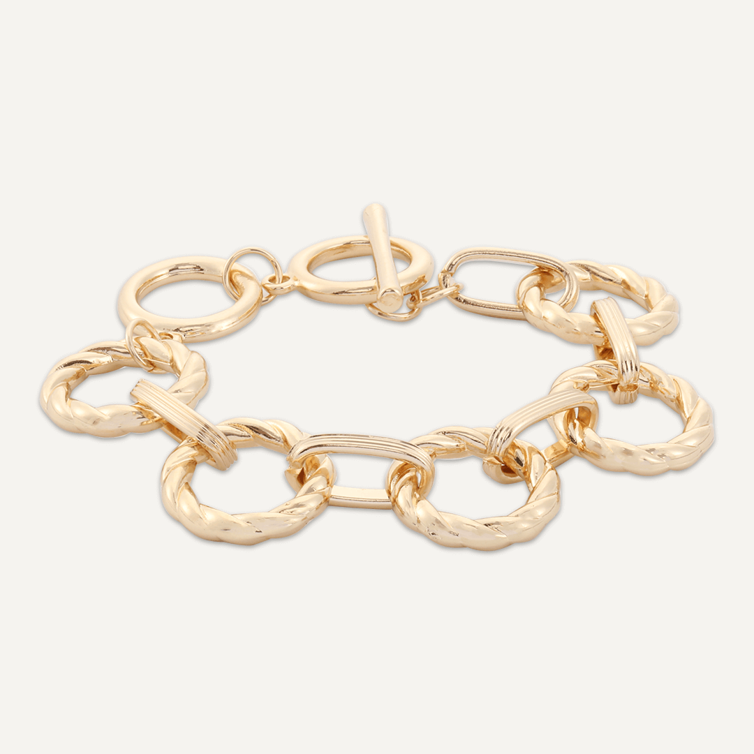 Contemporary T-Bar Chain-Link Bracelet In Gold-Tone