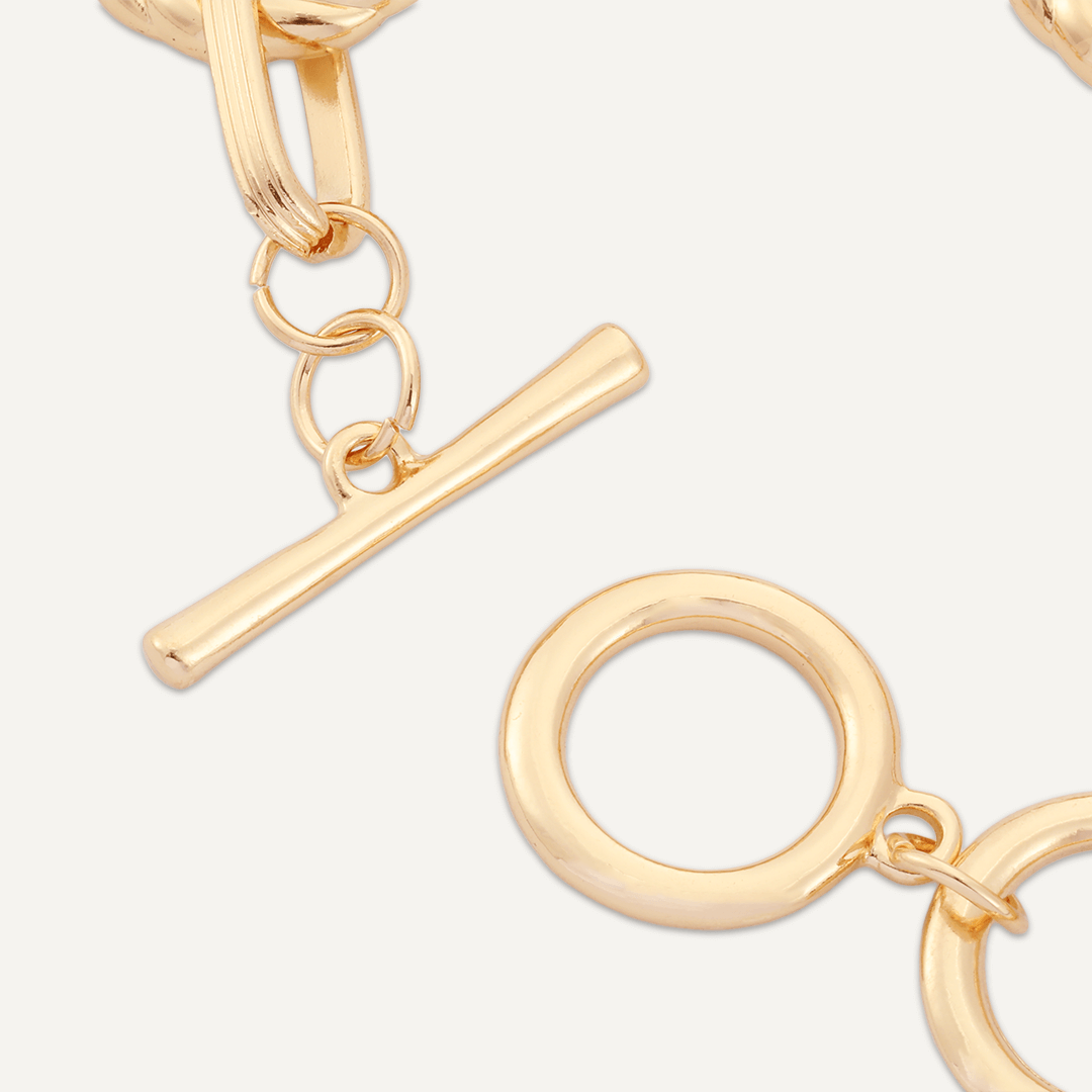 Contemporary T-Bar Chain-Link Bracelet In Gold-Tone