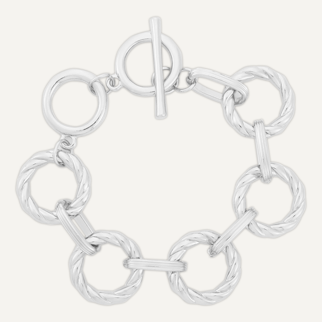 Contemporary T-Bar Chain-Link Bracelet In Silver-Tone