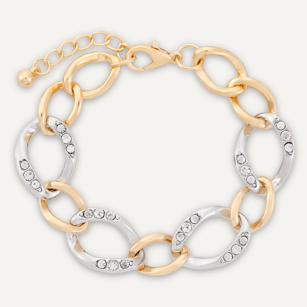 Party Crystal Lobster Clasp Chain-Link Bracelet In Gold & Silver Tone