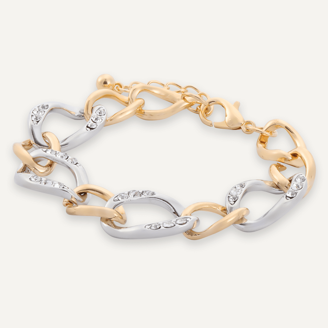 Party Crystal Lobster Clasp Chain-Link Bracelet In Gold & Silver Tone