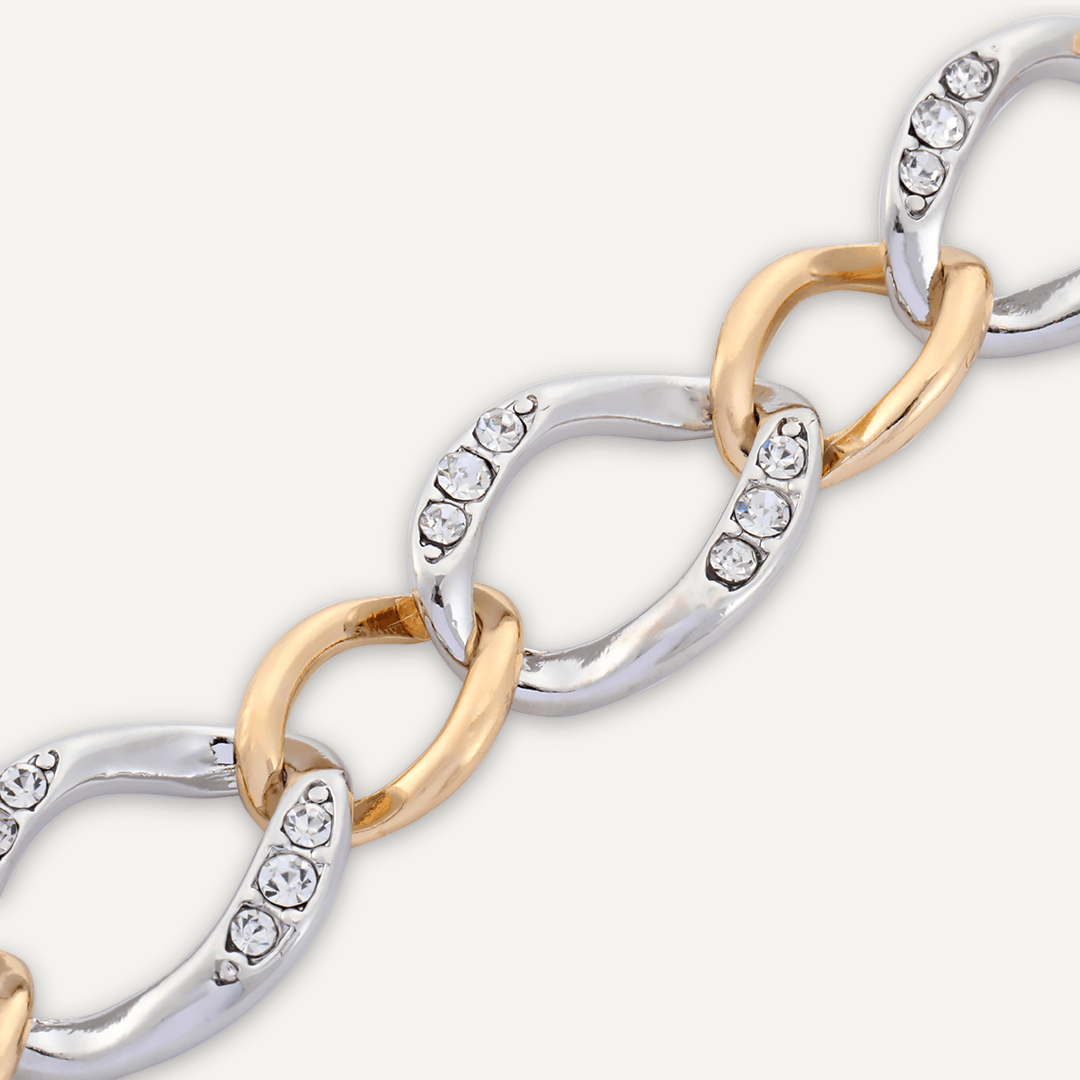 Party Crystal Lobster Clasp Chain-Link Bracelet In Gold & Silver Tone