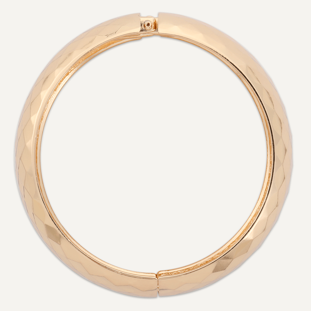 Abstract Hinged Contemporary Bracelet In Gold-Tone