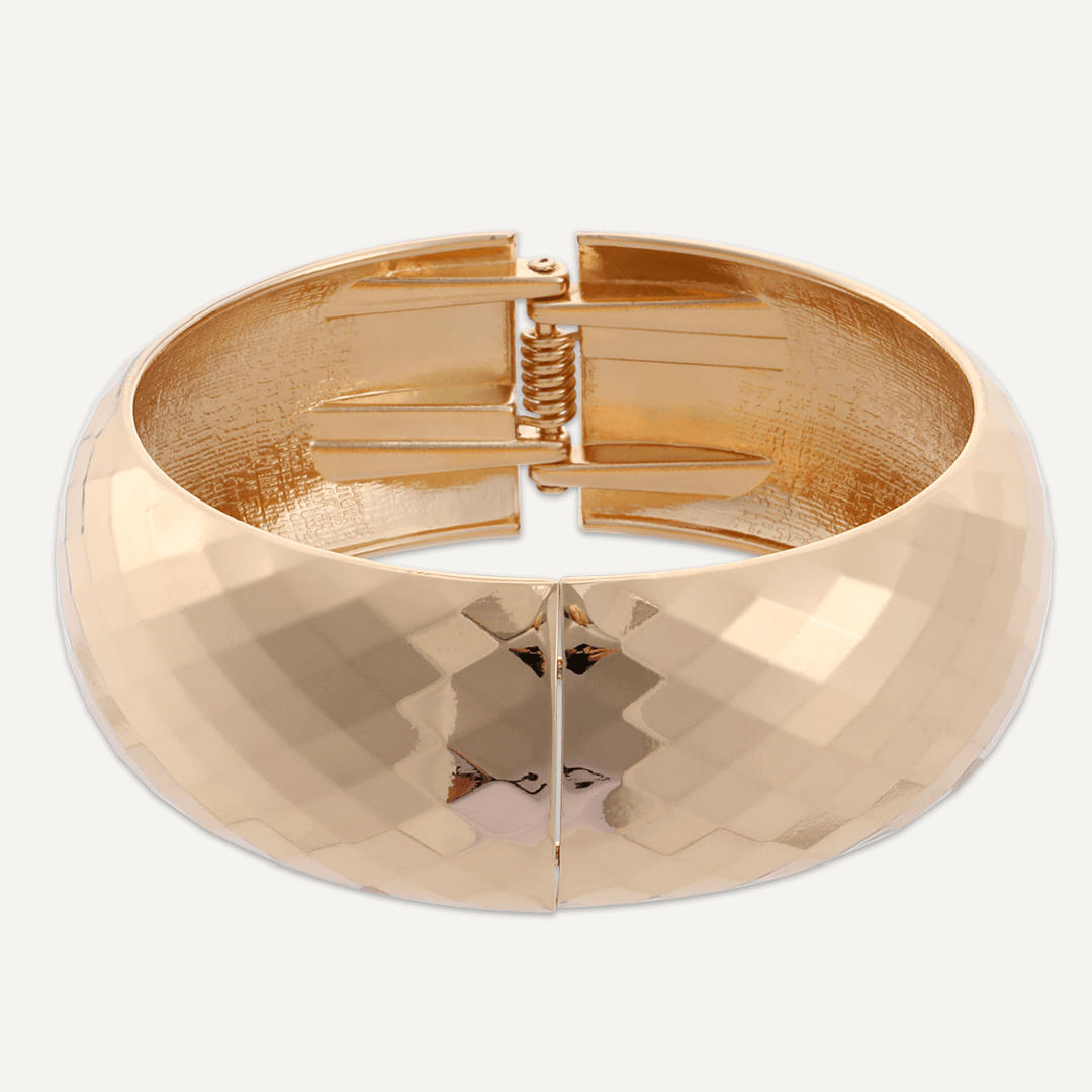 Abstract Hinged Contemporary Bracelet In Gold-Tone