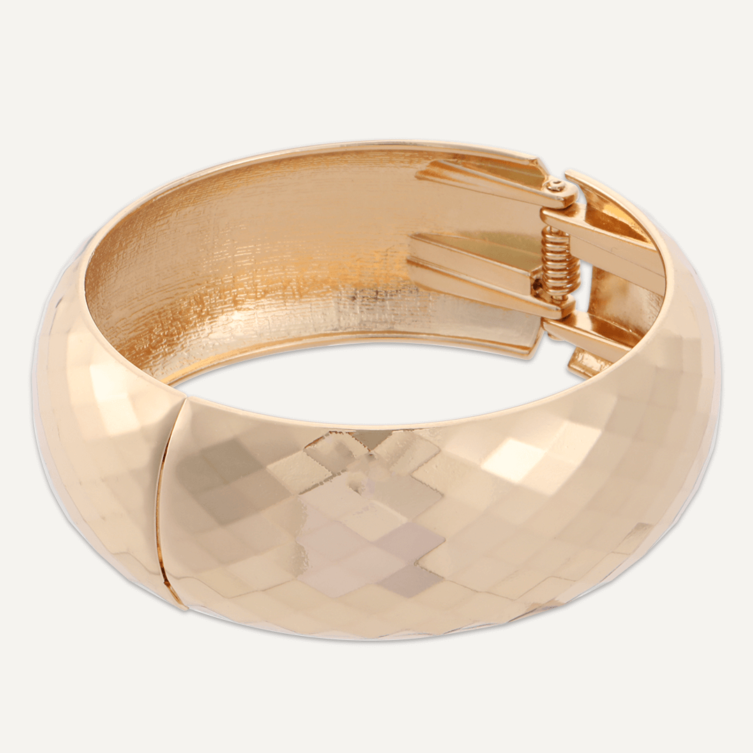 Abstract Hinged Contemporary Bracelet In Gold-Tone