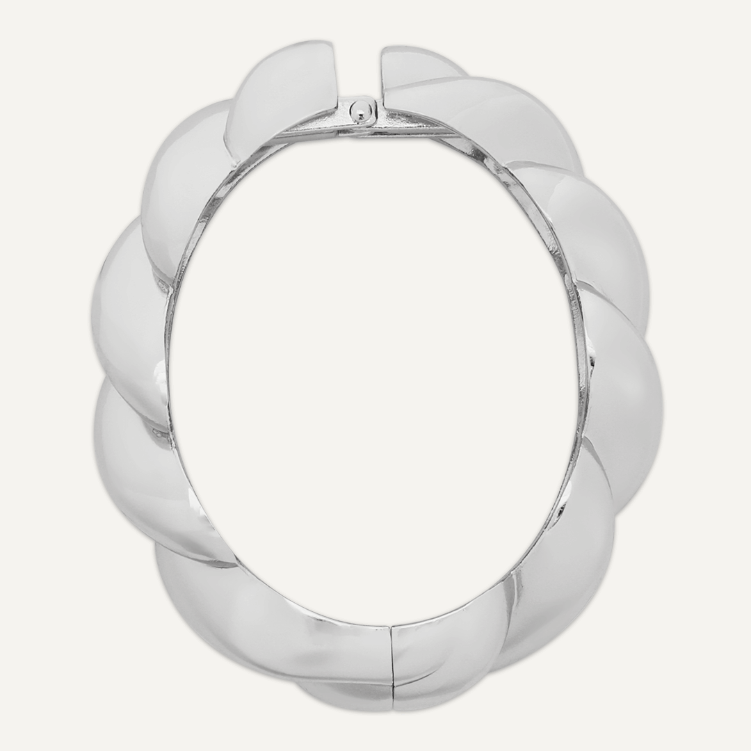 Contemporary Hinged Bracelet In Silver-Tone