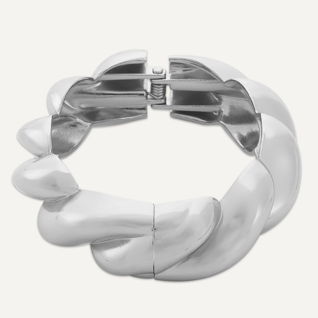 Contemporary Hinged Bracelet In Silver-Tone