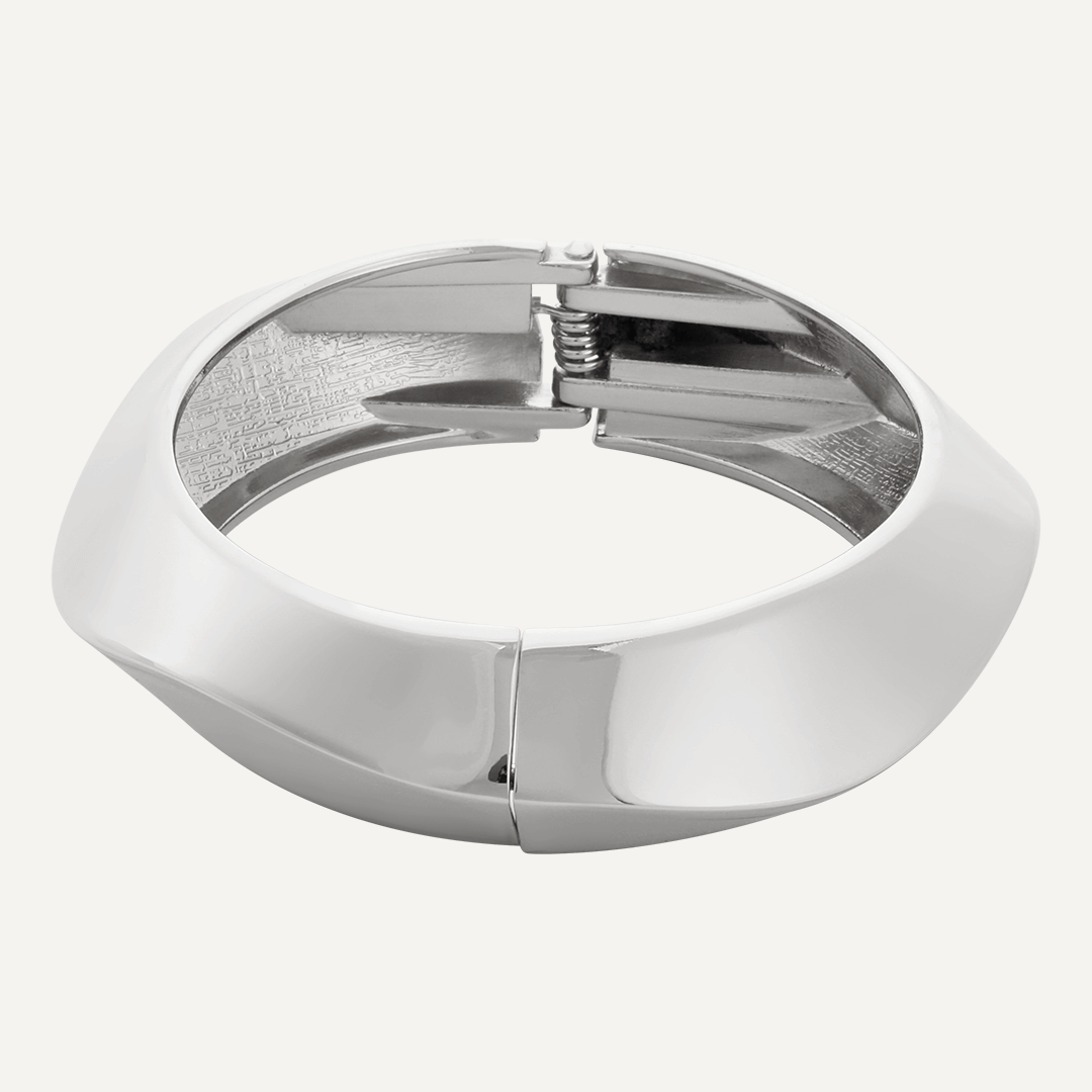 Alesha Contemporary Hinged Bracelet In Silver-Tone