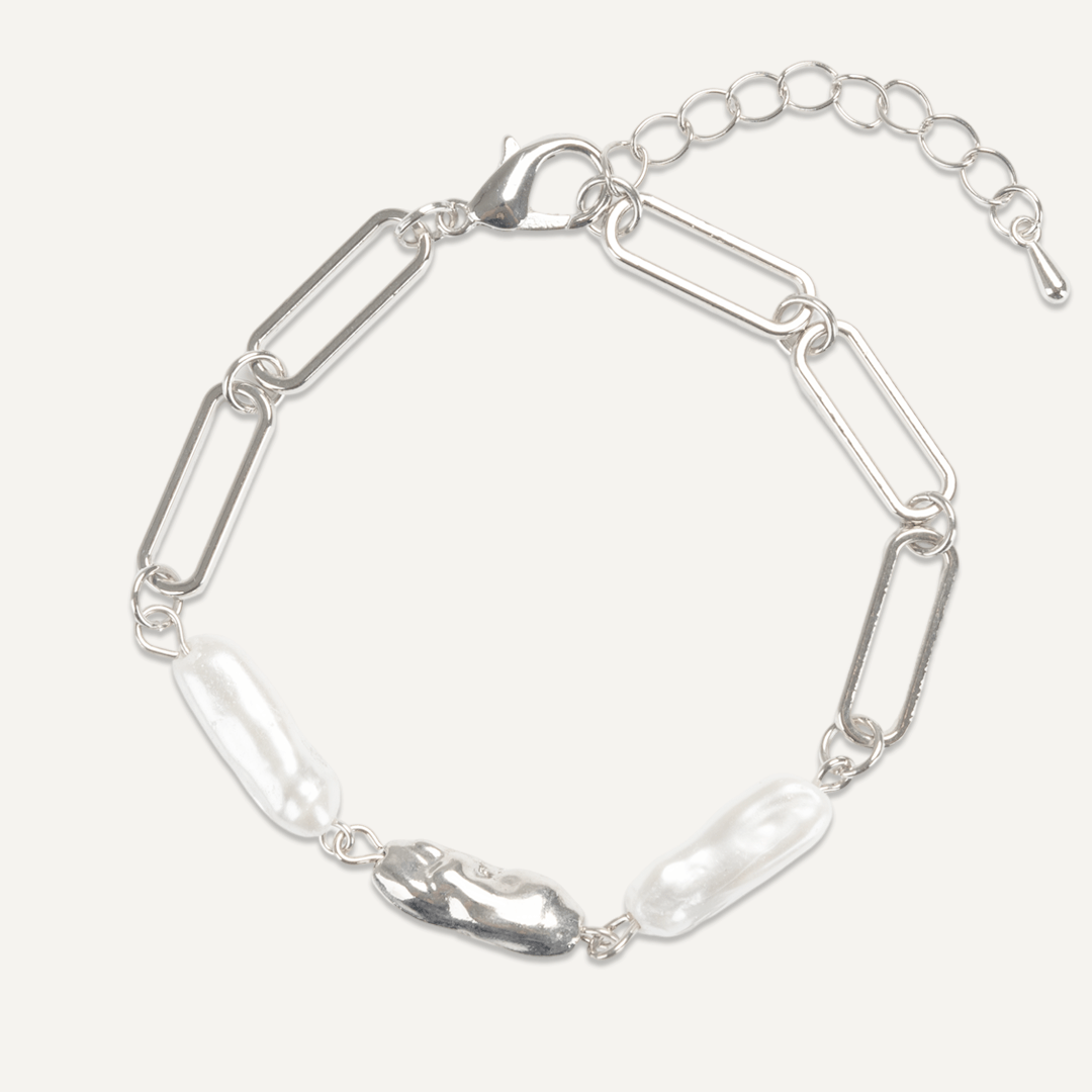 Classic Faux Pearls Bracelet In Silver-Tone