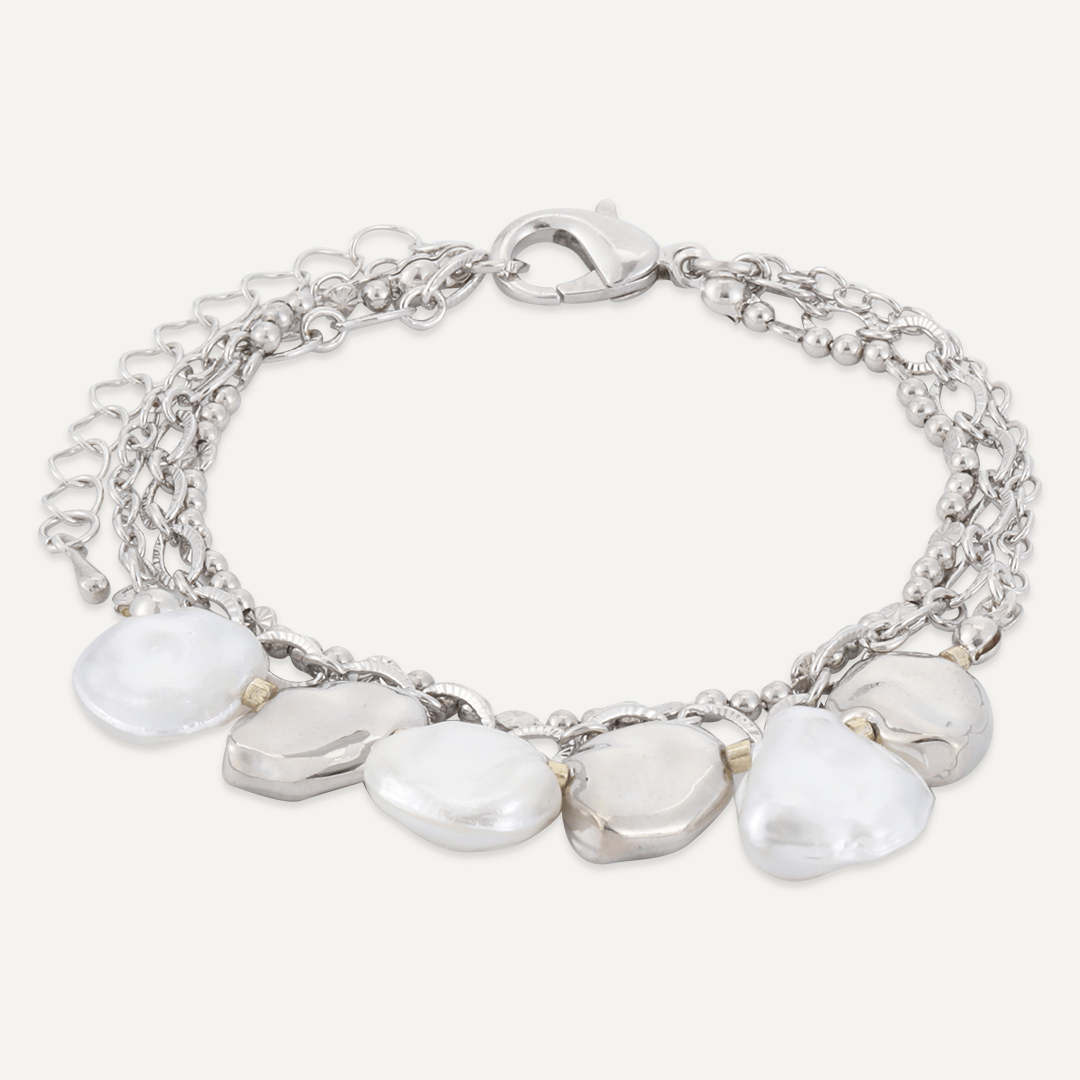 Multi-Layer Classic Faux Pearls Lobster Clasp Bracelet In Silver-Tone