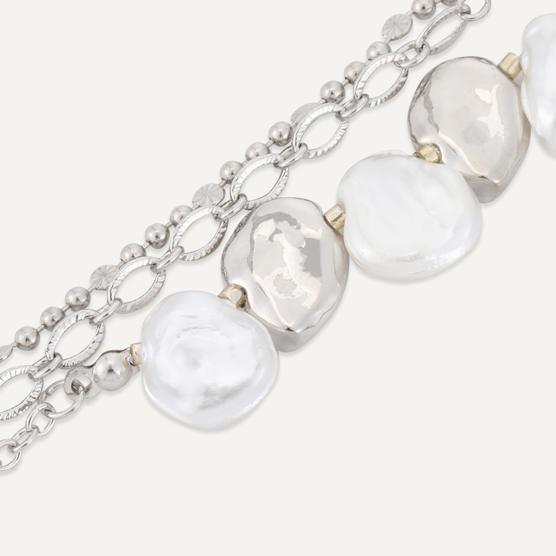 Multi-Layer Classic Faux Pearls Lobster Clasp Bracelet In Silver-Tone