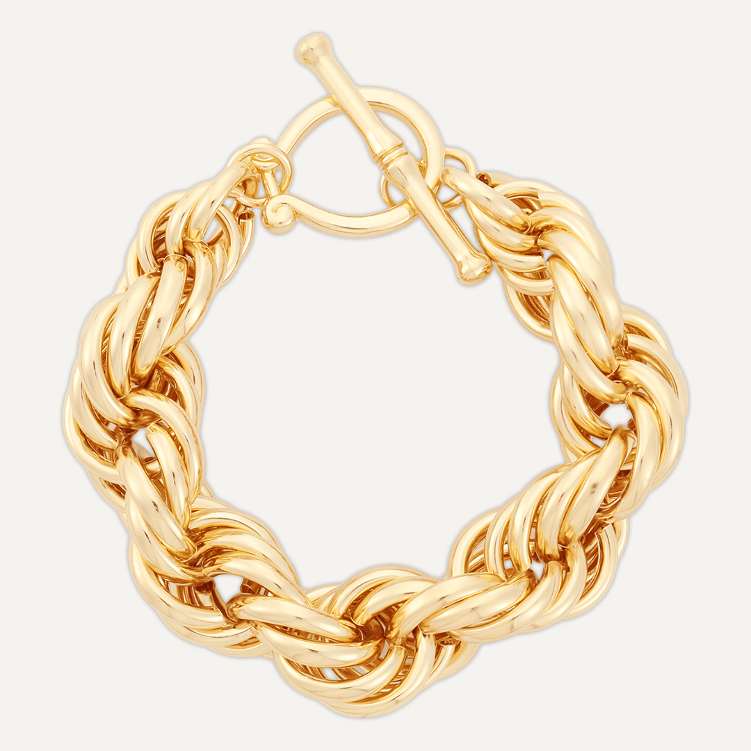 Contemporary Chain-Link T-Bar Bracelet In Gold-Tone