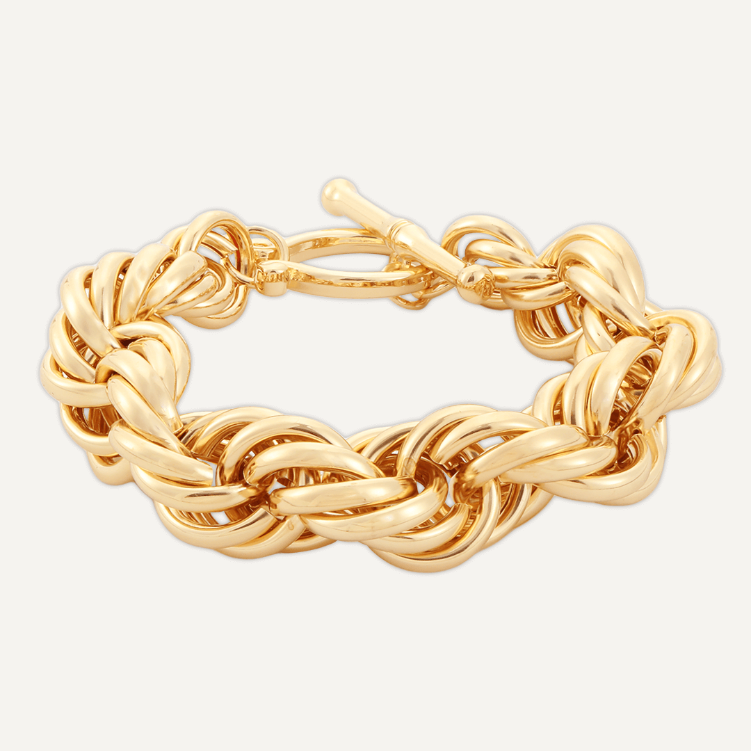 Contemporary Chain-Link T-Bar Bracelet In Gold-Tone