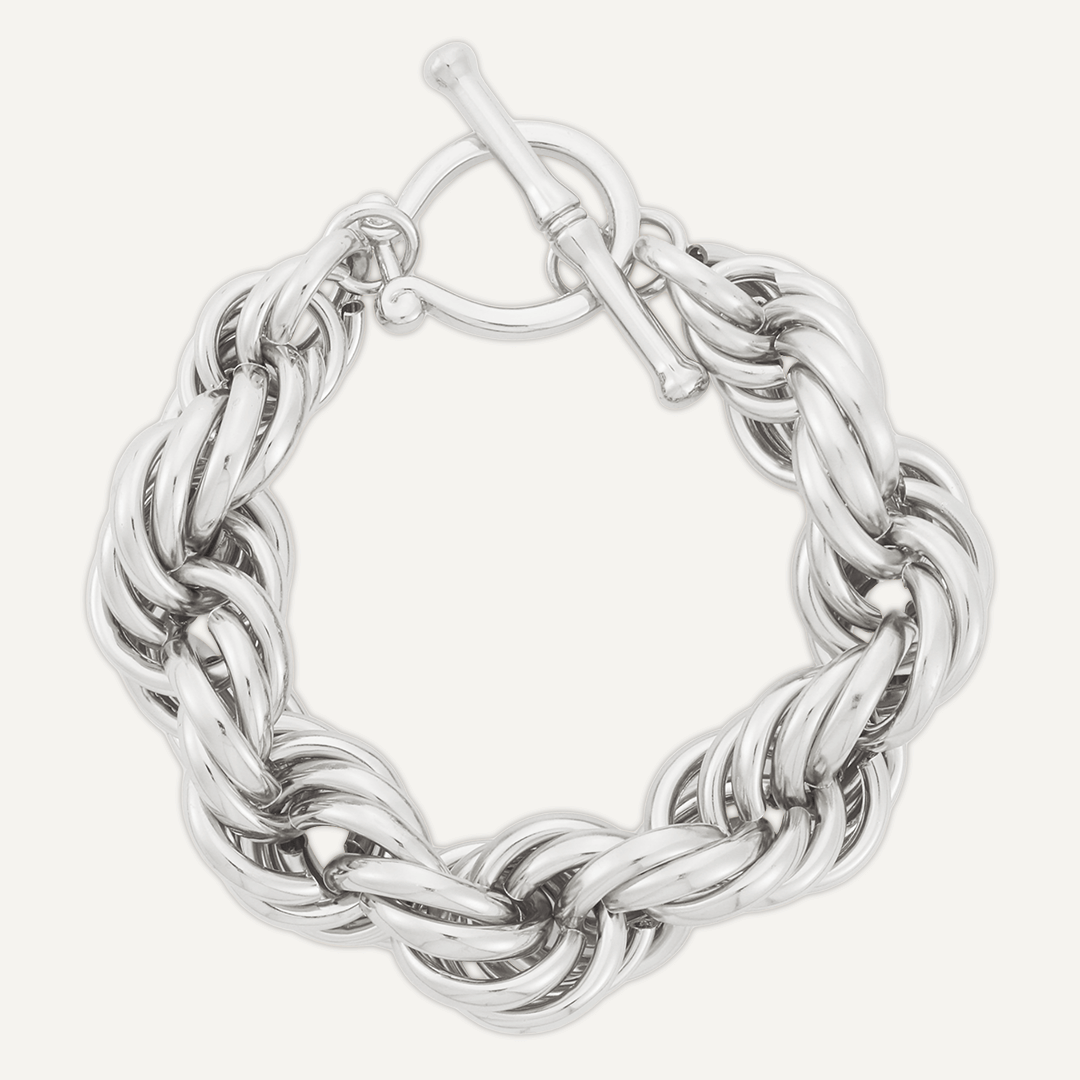 Contemporary Chain-Link T-Bar Bracelet In Silver-Tone