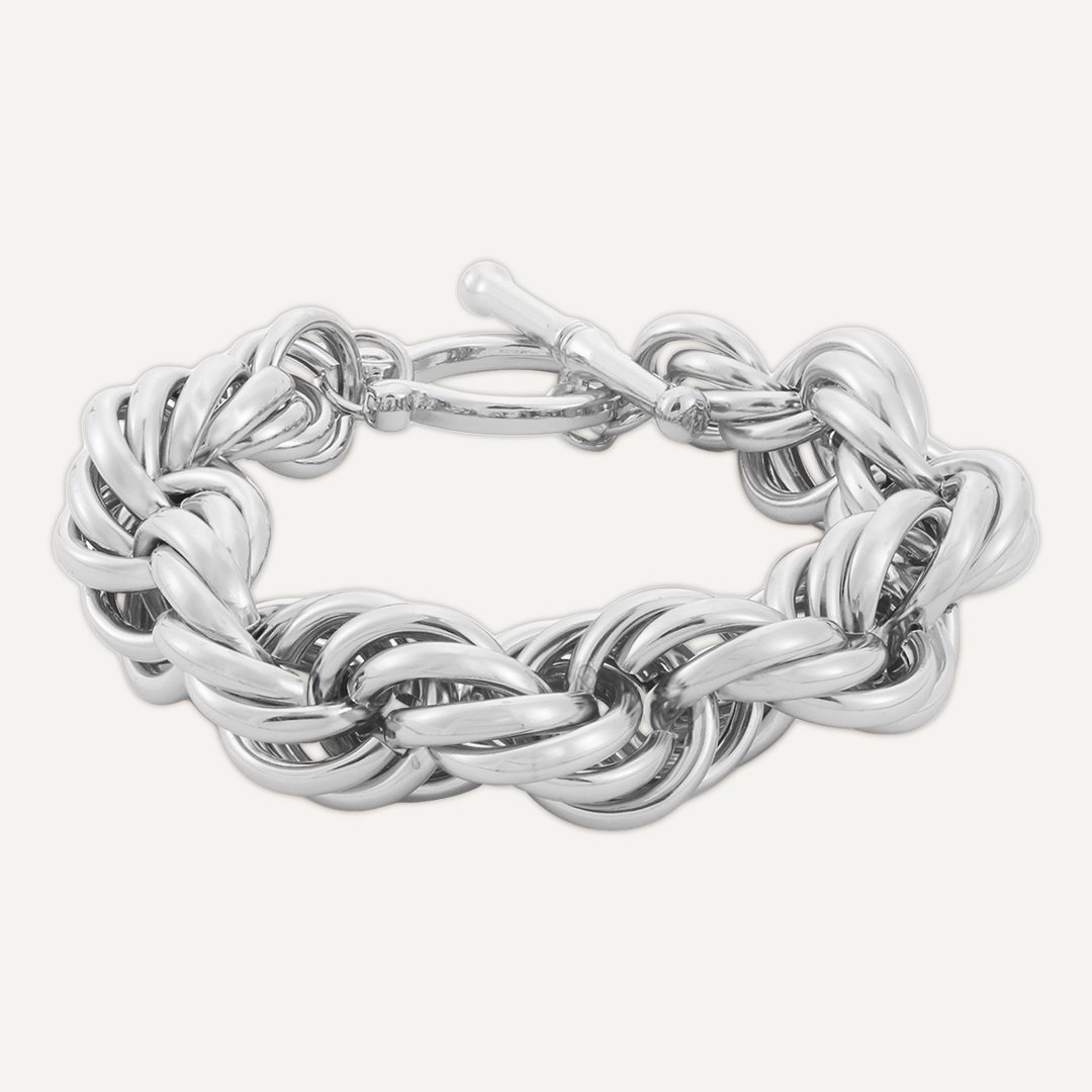 Contemporary Chain-Link T-Bar Bracelet In Silver-Tone