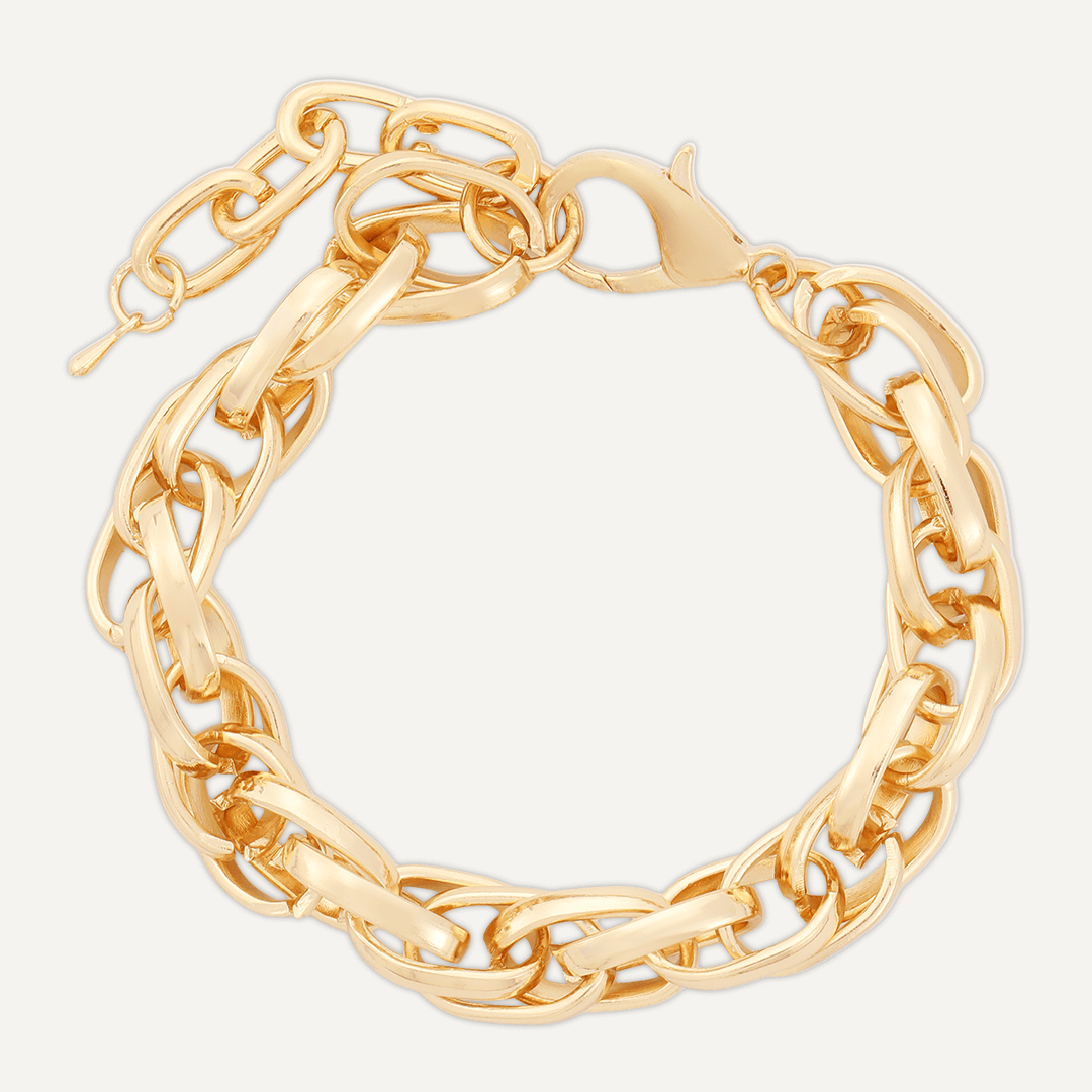 Contemporary Lobster Clasp Chain-Link Bracelet In Gold-Tone