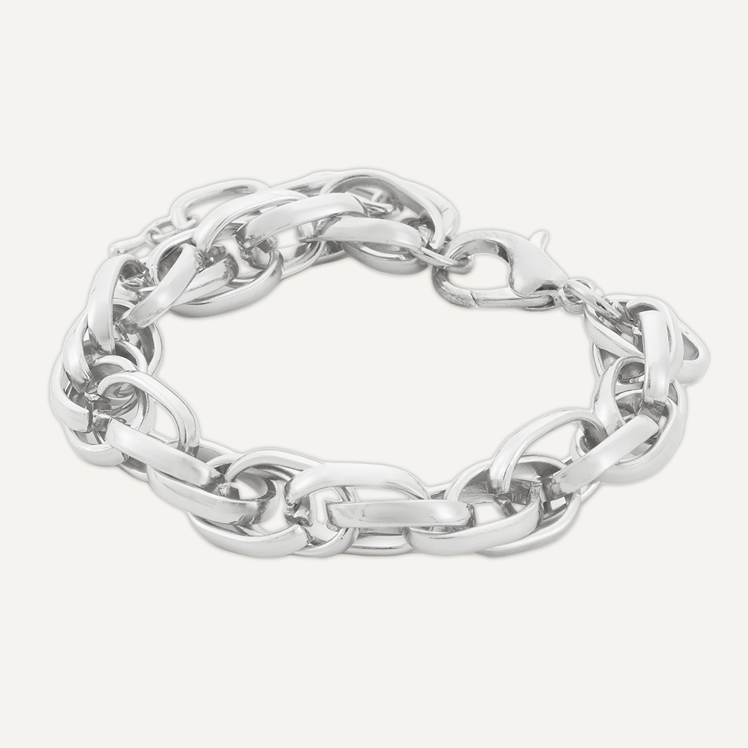 Contemporary Lobster Clasp Chain-Link Bracelet In Silver-Tone