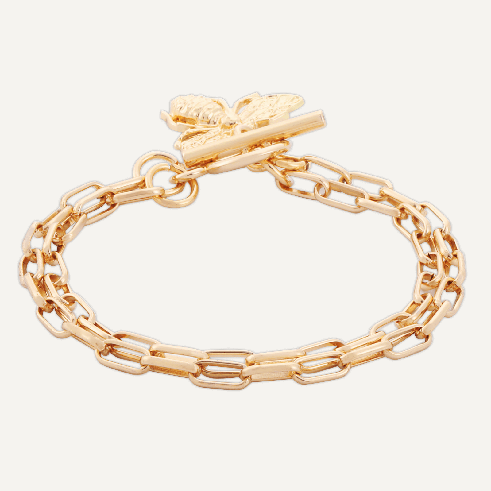 Contemporary Bee T-Bar Bracelet In Gold-Tone