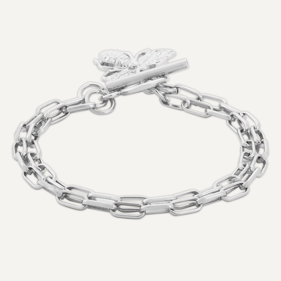 Contemporary Bee T-Bar Bracelet In Silver-Tone