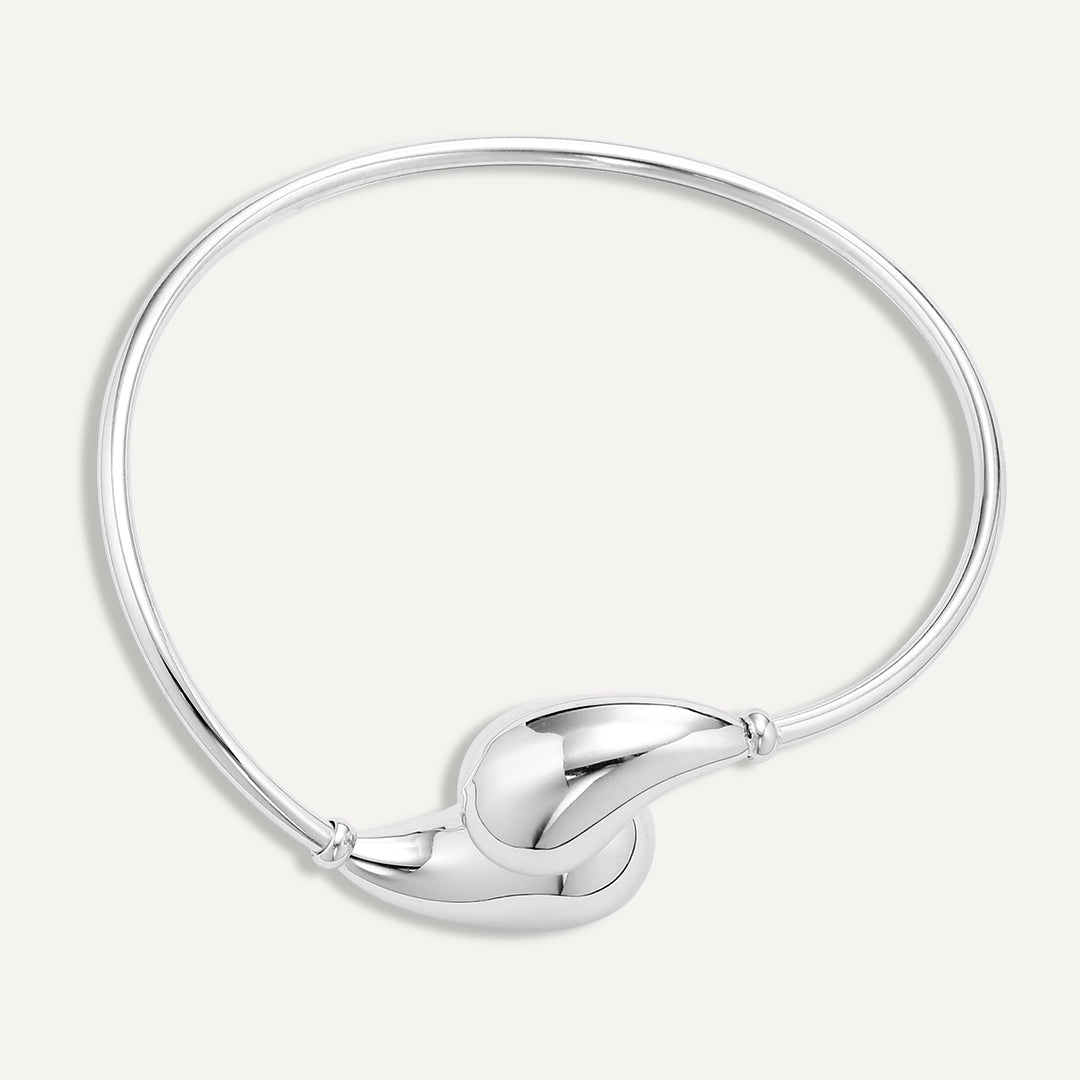 Vibes | Fluid Grace Open Bracelet | White Gold-Plated