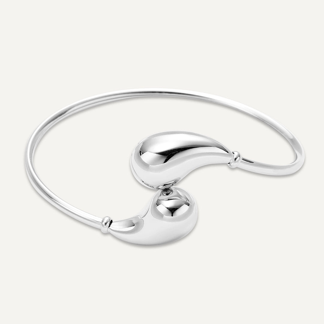 Vibes | Fluid Grace Open Bracelet | White Gold-Plated