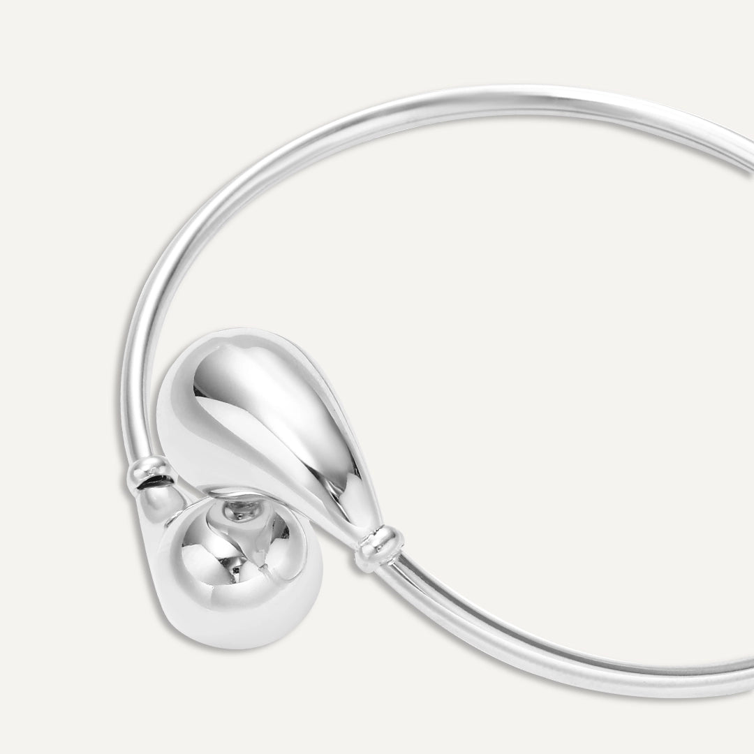 Vibes | Fluid Grace Open Bracelet | White Gold-Plated