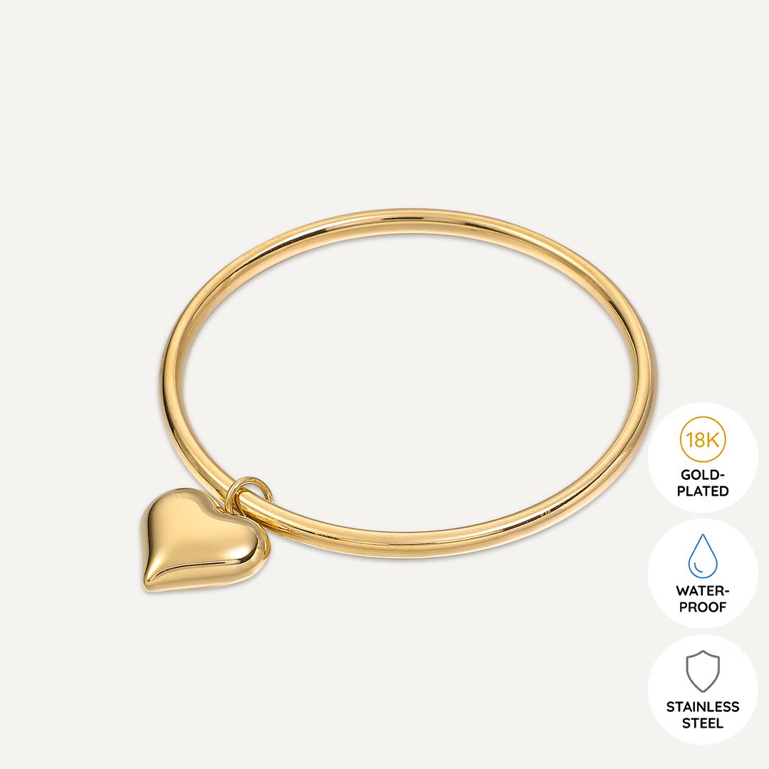 Vibes | Heartfelt Charm Fixed Bracelet | 18K Gold-Plated