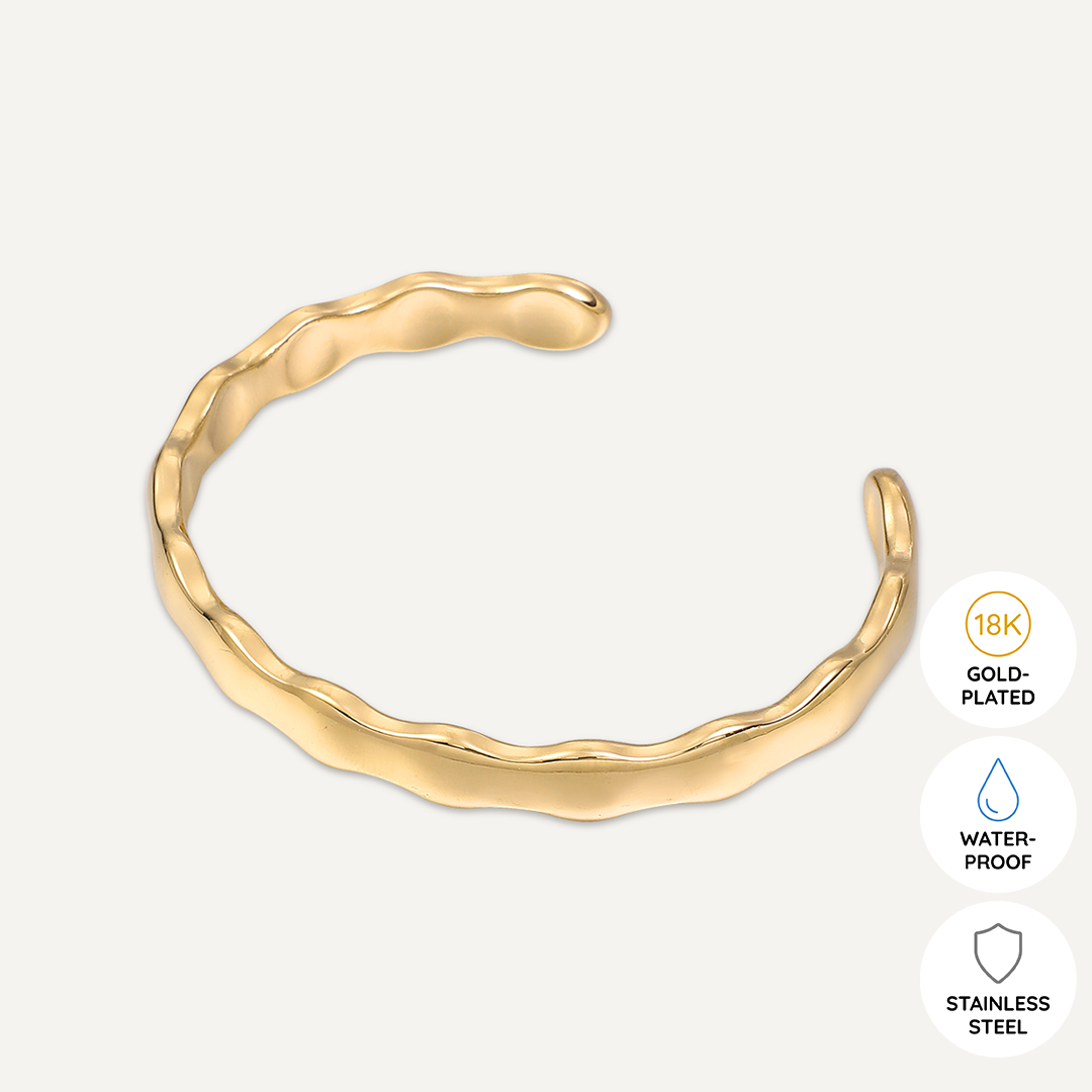 Vibes | Radiant Flow Hinged Bracelet | 18K Gold-Plated