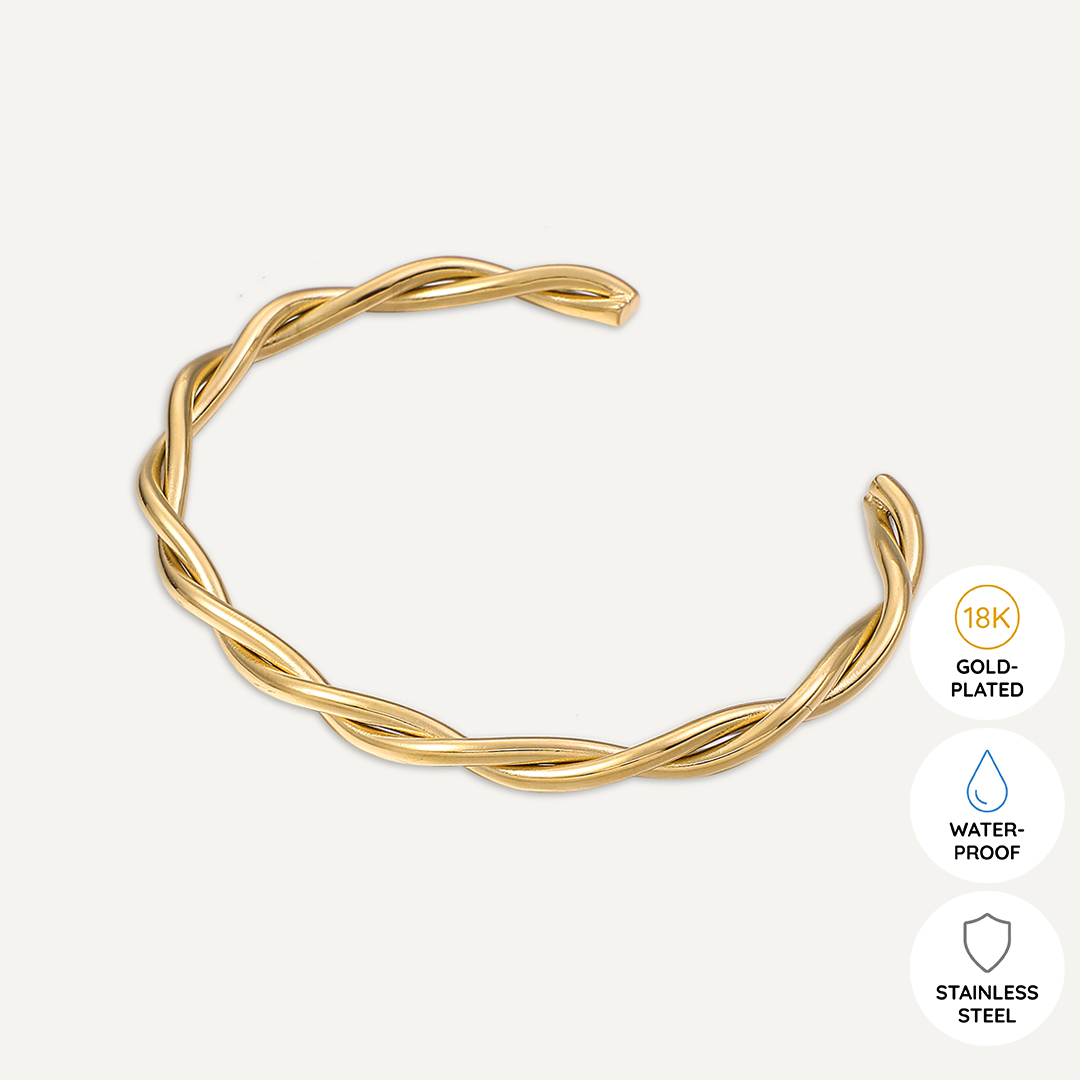 Vibes | Spiraled Grace Open Bracelet | 18K Gold-Plated