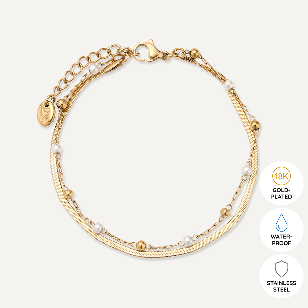 Vibes | Dual Layer Grace Clasp Bracelet | 18K Gold-Plated