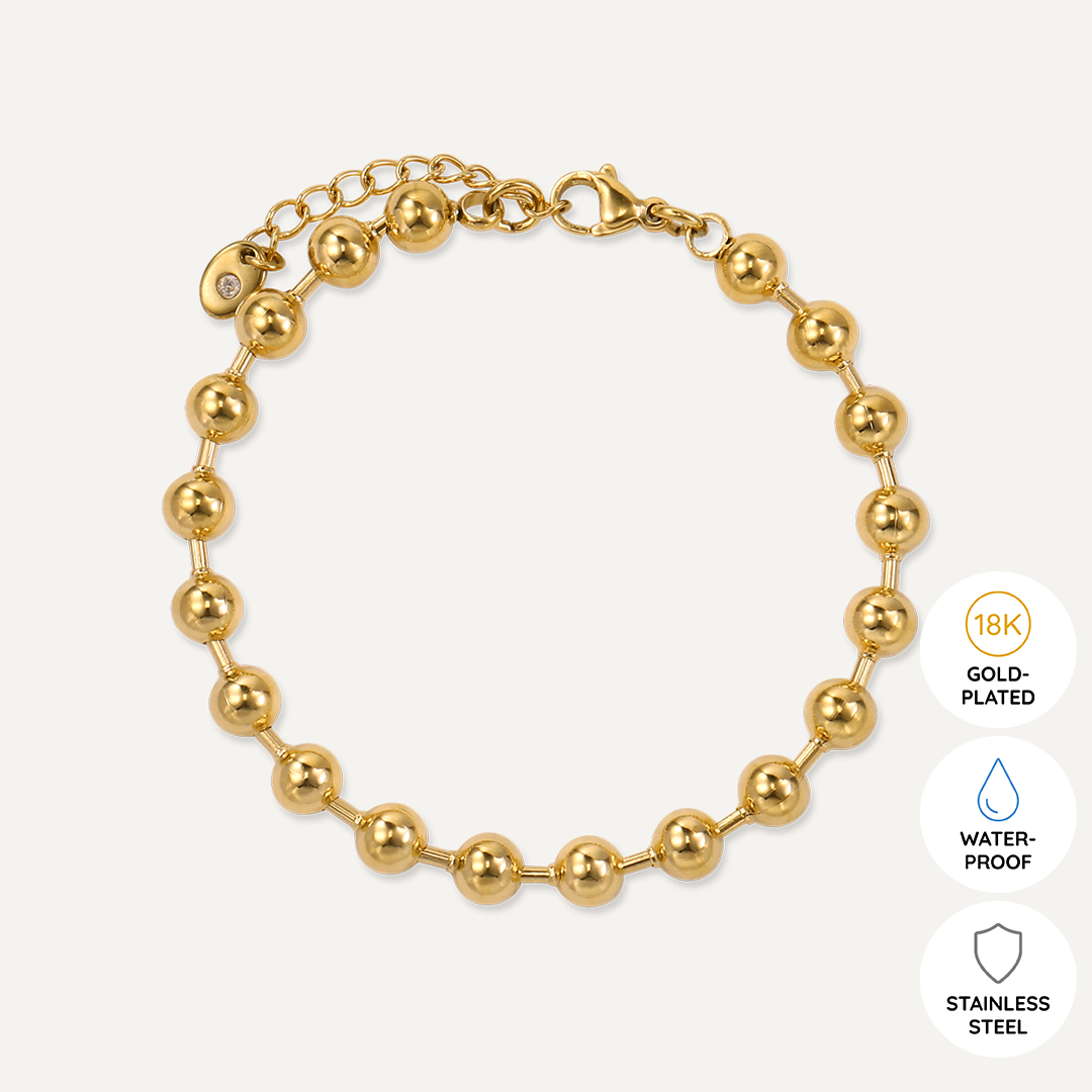 Vibes | Sleek Spheres Clasp Bracelet | 18K Gold-Plated